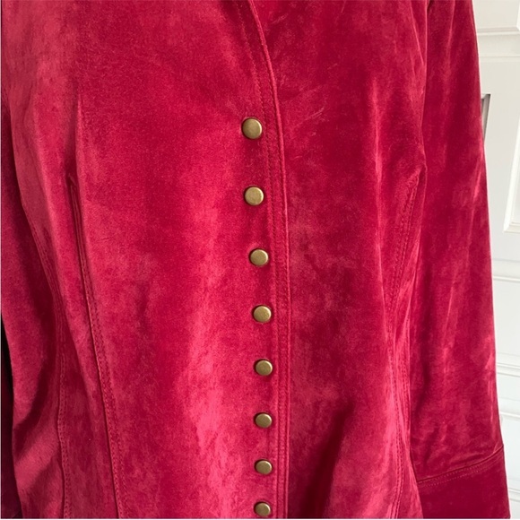 Coldwater Creek Red Suede Leather Jacket Classic Coat Size 2X - Picture 15 of 16